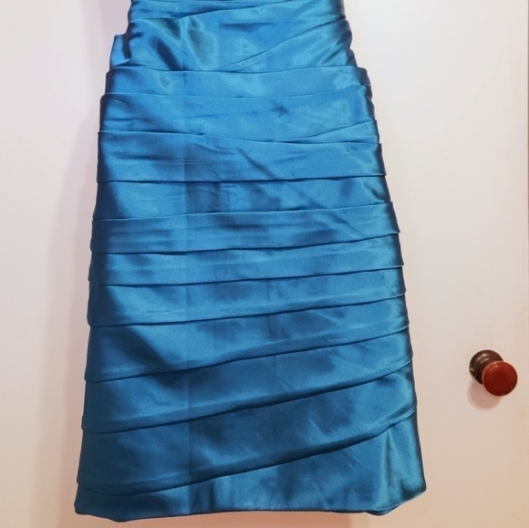 JS Collections Teal Strapless Pleated Cocktail Dress 10 - Picture 8 of 12
